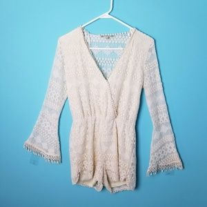NWT Iris White Lace Bell Sleeve Romper